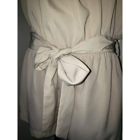 Forever 21 Lace & Tie Bow Belt Cream Jumpsuit Romper Women Size Medium M - Picture 4 of 11